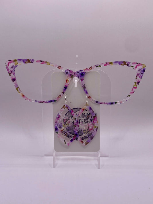 Pink & purple watercolor floral topper with earrings