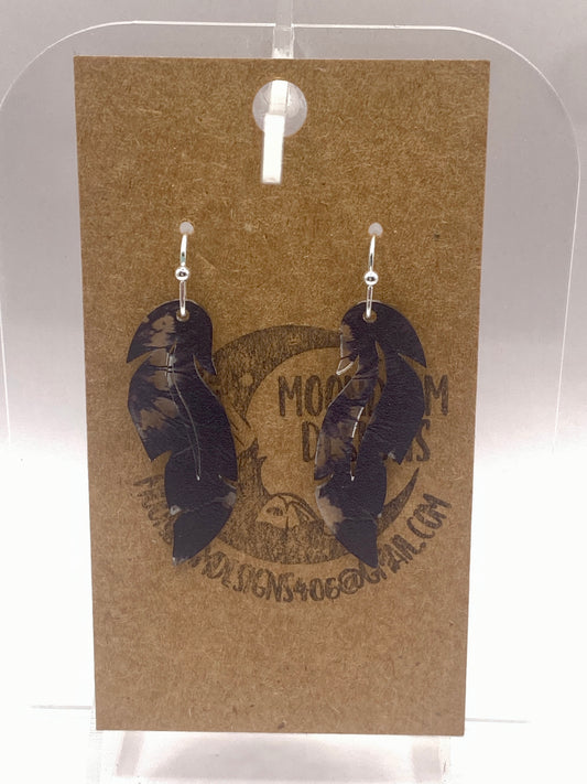 Black and clear tie dye earrings