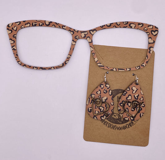 Leopard hearts Topper With Earrings