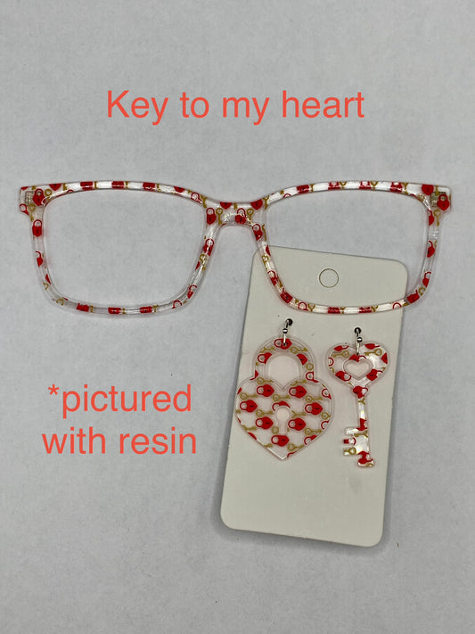 Key to my heart topper with earrings
