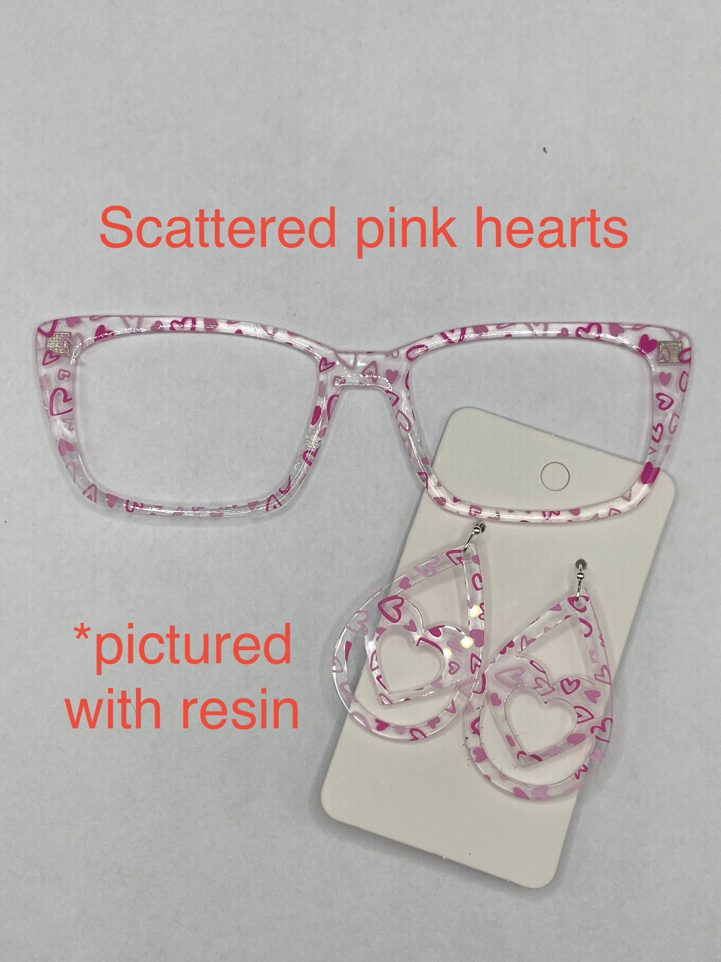 Scattered pink hearts topper with earrings