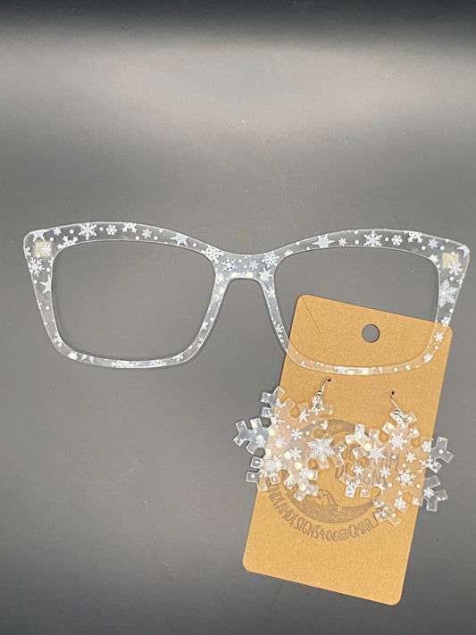White snowflake topper w/earrings (clear)