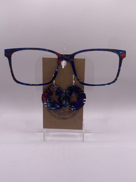 Mirrored American stained glass Topper With Earrings