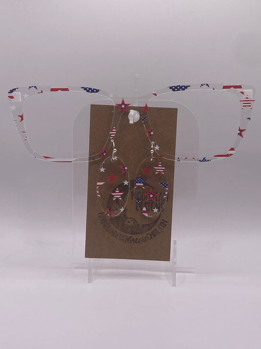 American flag stars Topper With Earrings (clear)