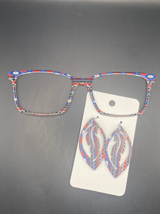 Blue Aztec topper with earrings