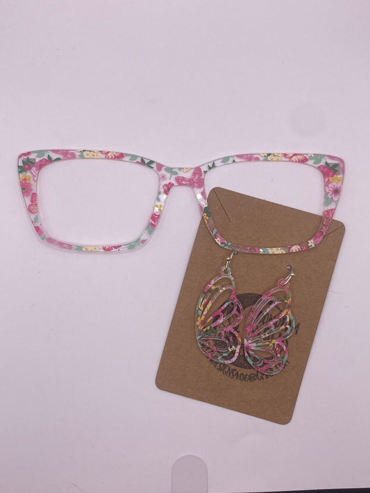 Floral Butterfly Topper With Earrings (clear)