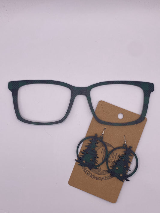 Green buffalo plaid topper w/earrings