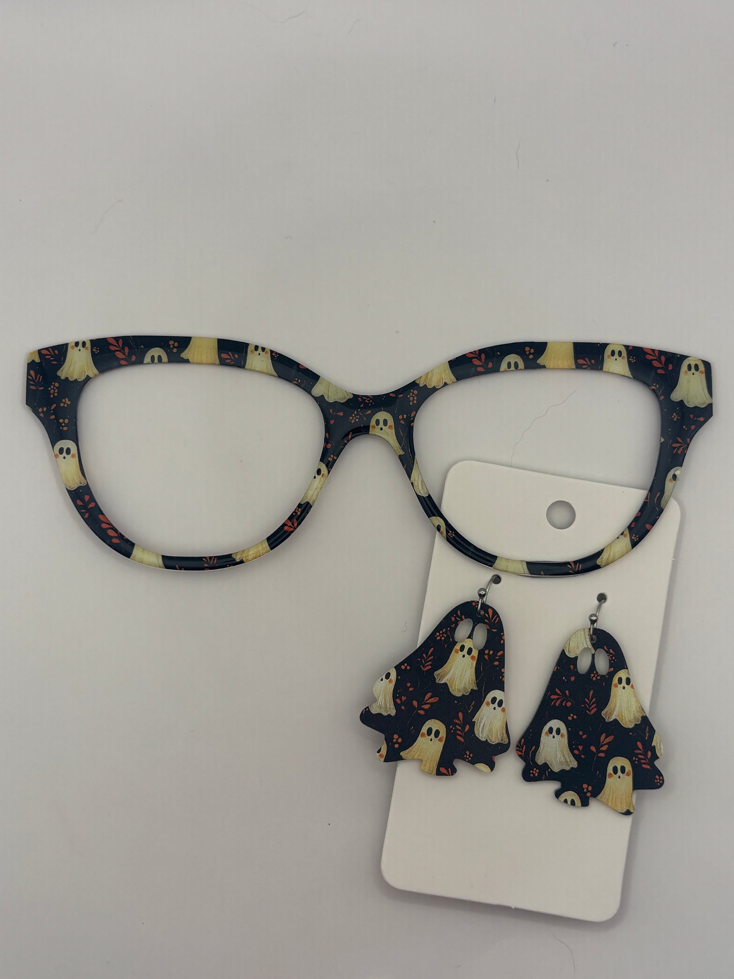Dark ghost floral topper with earrings