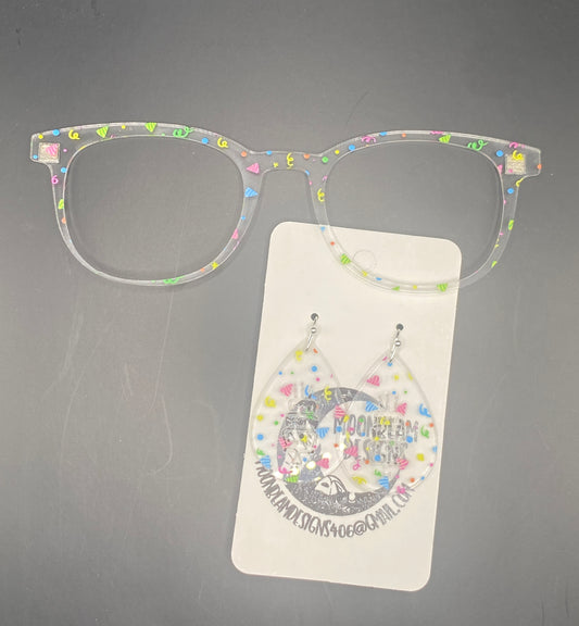 Party confetti Topper With Earrings (clear)