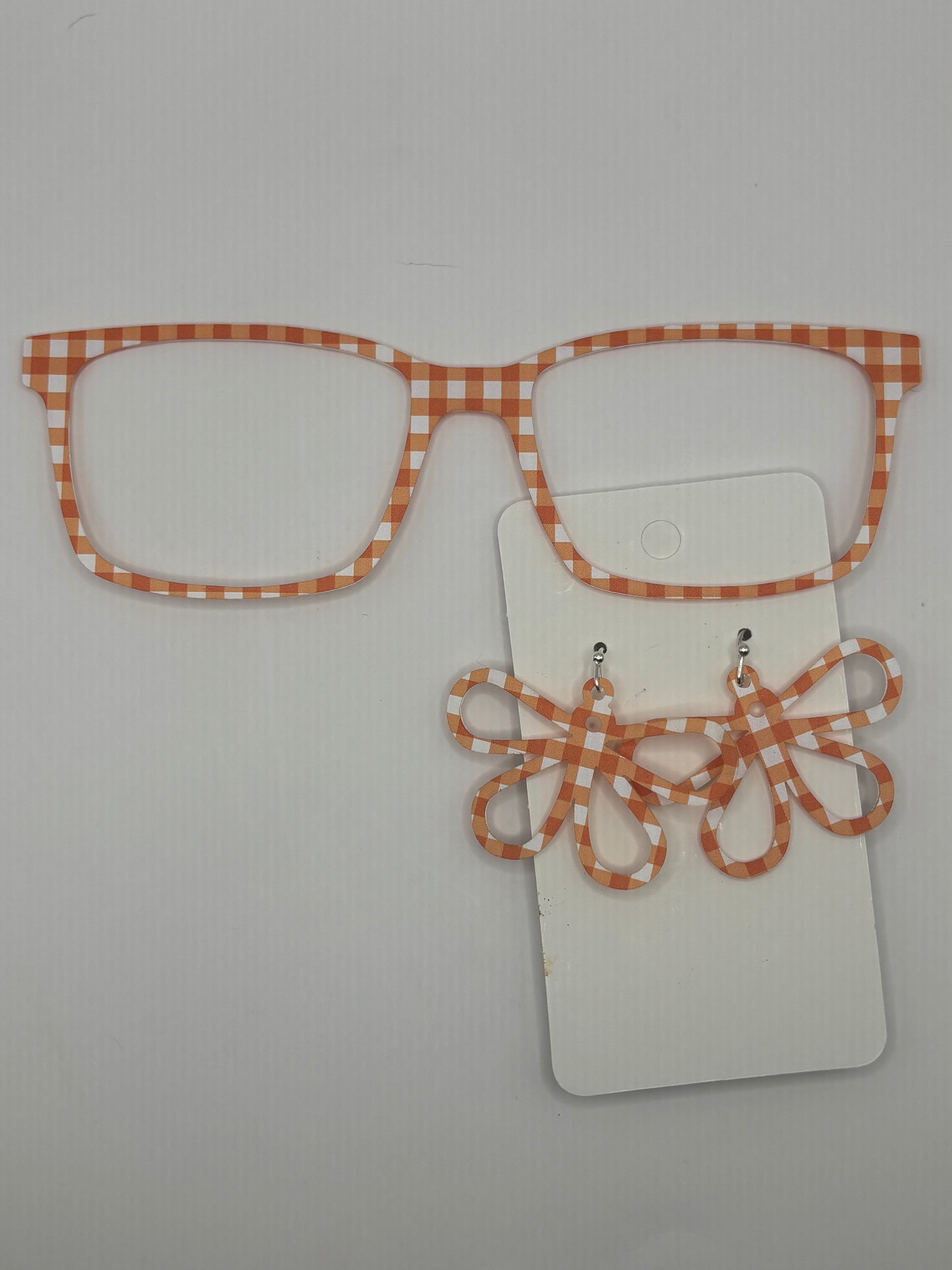 Orange gingham topper with earrings