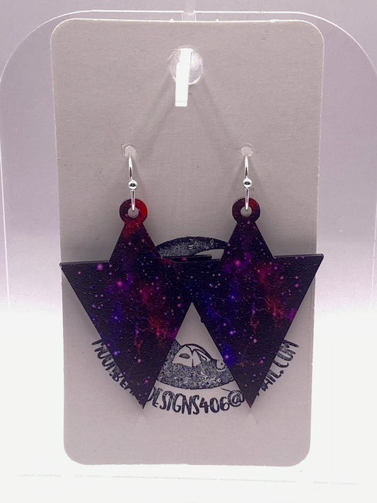 Red and purple galaxy earrings