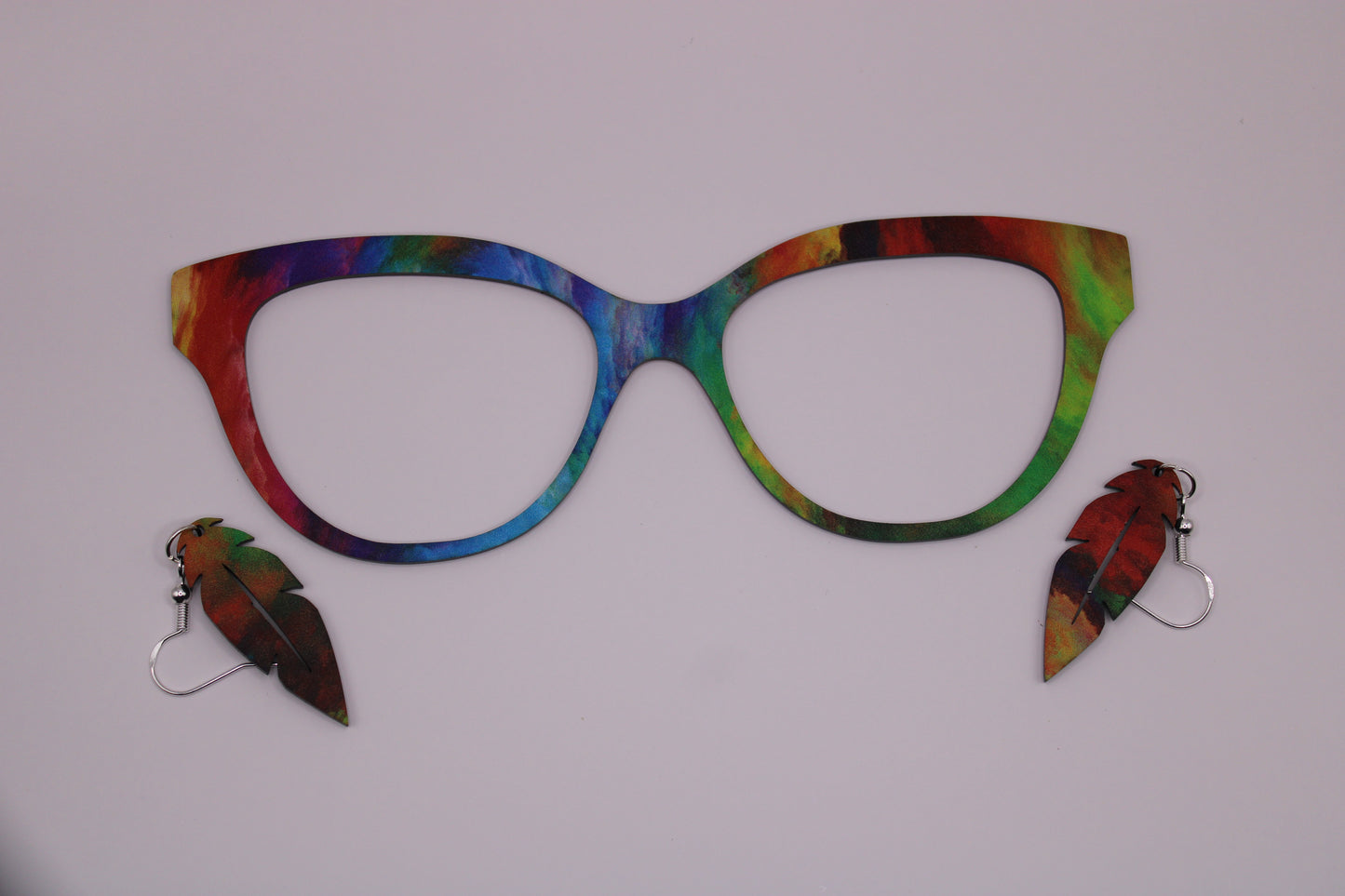 Sample of pattern on Quinn. With random design earrings