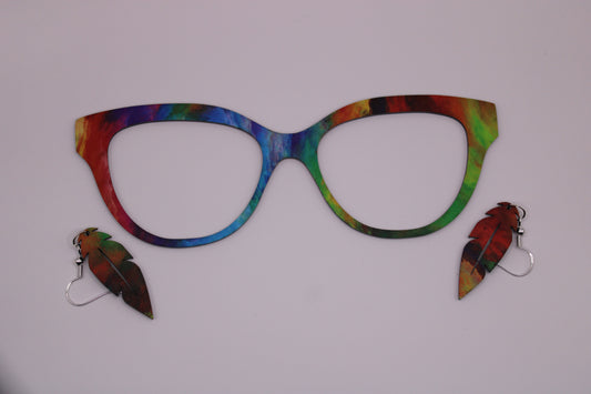 Sample of pattern on Quinn. With random design earrings