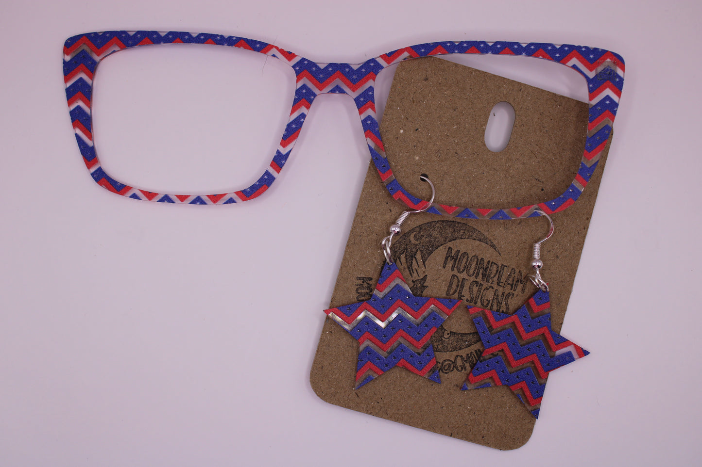 Patriotic Chevron topper with earrings (clear)