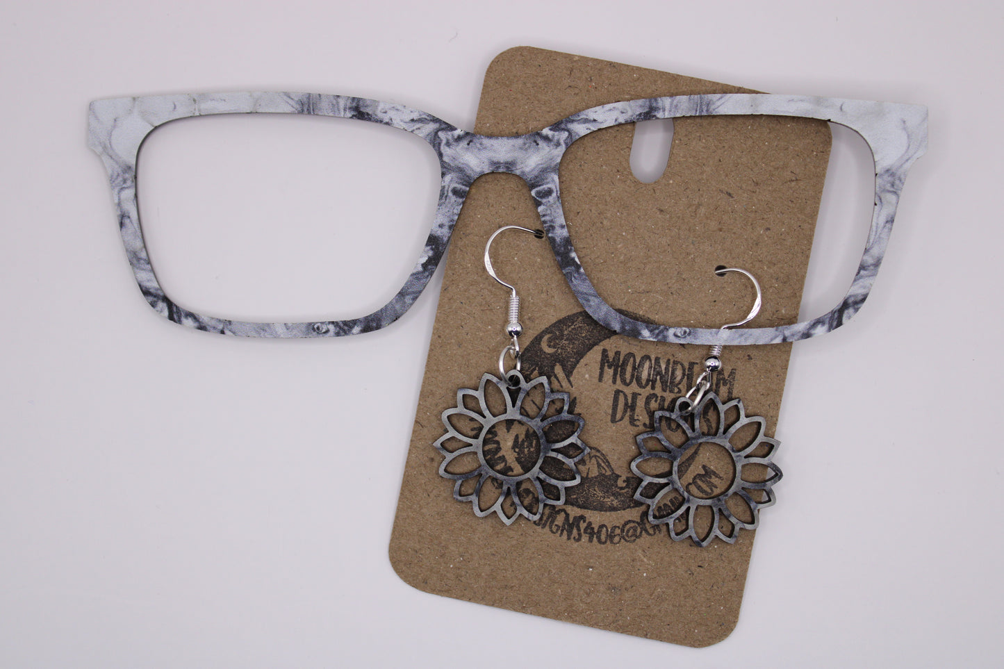 Black and white smoky swirls toppers with earrings
