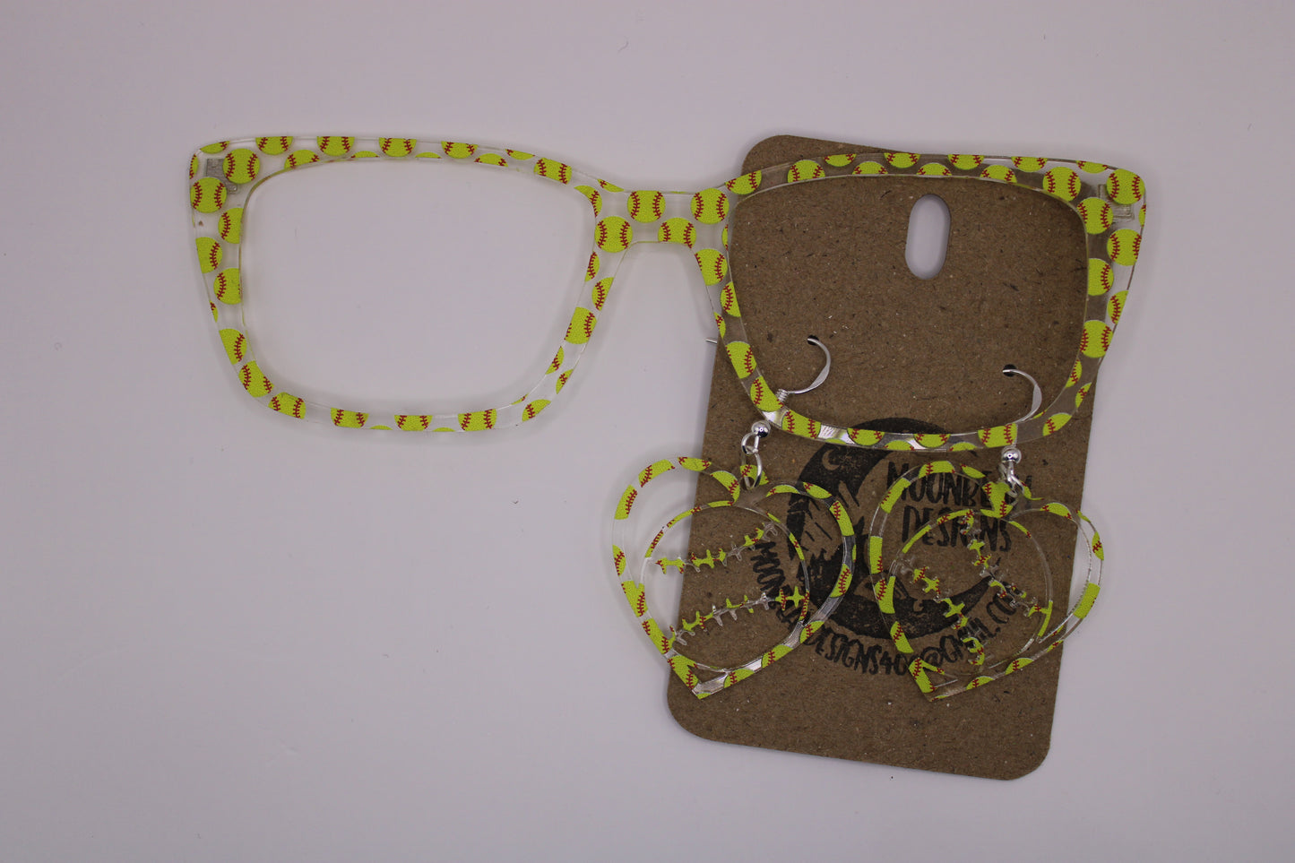 Softball Topper w/earrings (clear)