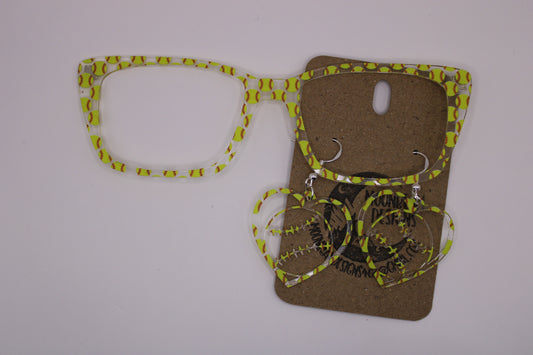 Softball Topper w/earrings (clear)