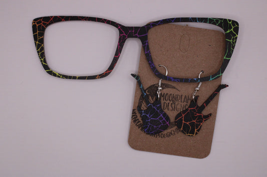 Rainbow Crackle Toppers w/earrings
