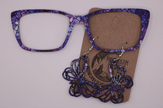 Purple Stained Glass Toppers w/earrings