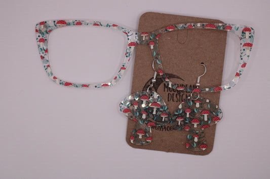 Mushroom Topper w/earrings (clear)