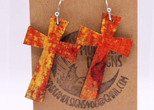 Fall colors wood grain Earrings