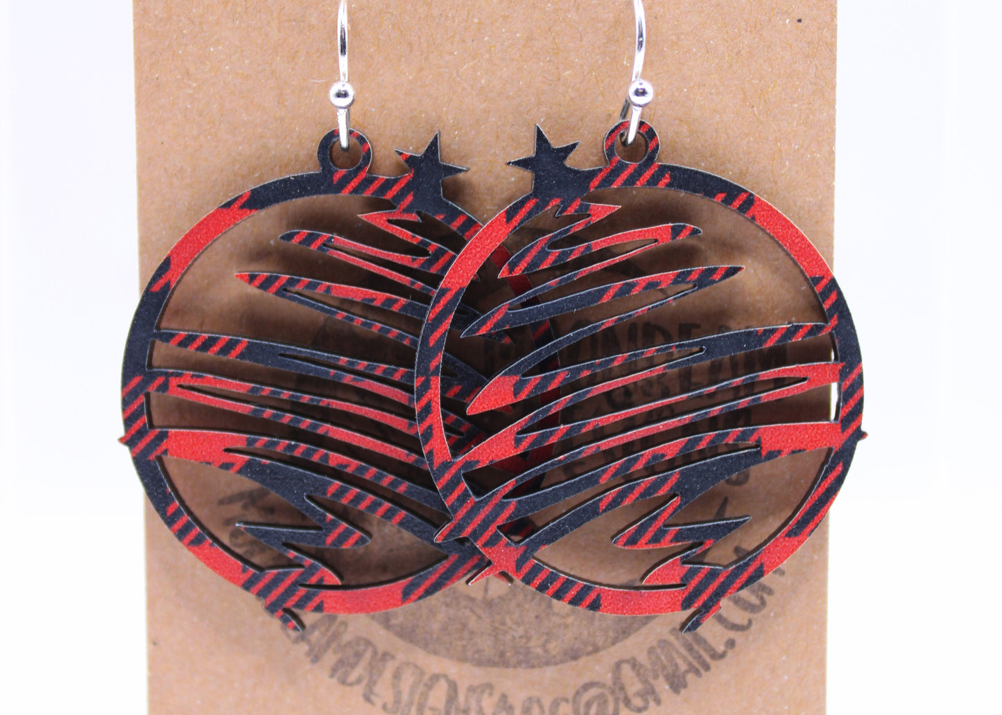 Red and black buffalo plaid Earrings