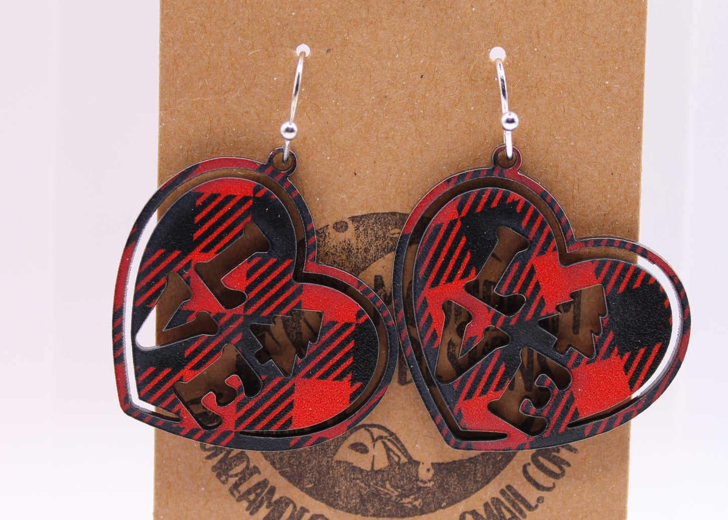 Red and black buffalo plaid Earrings