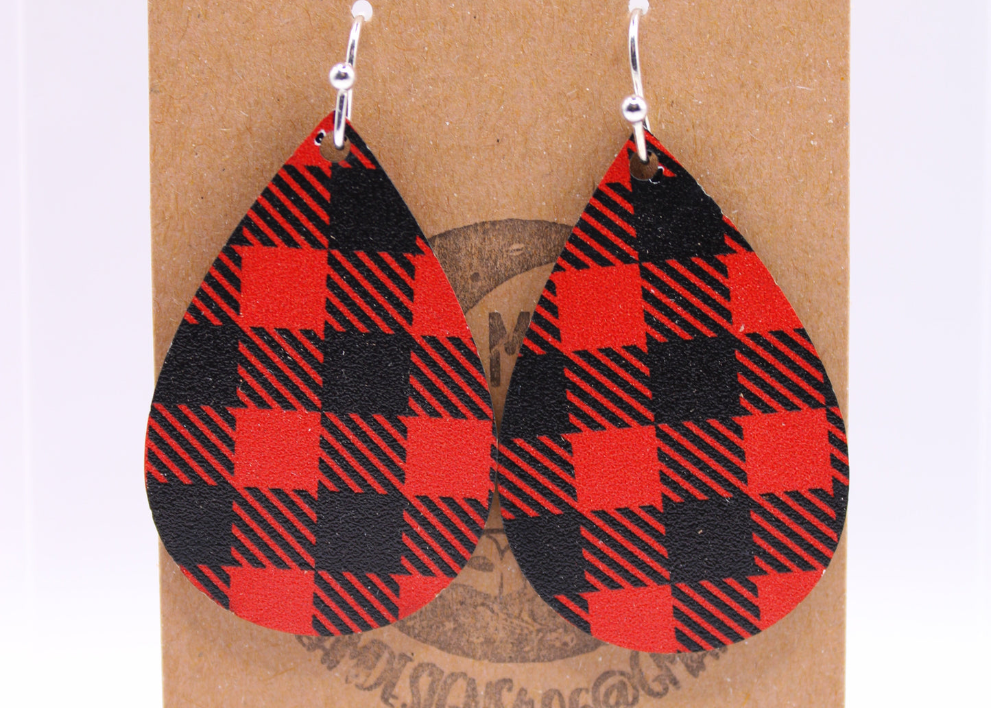 Red and black buffalo plaid Earrings