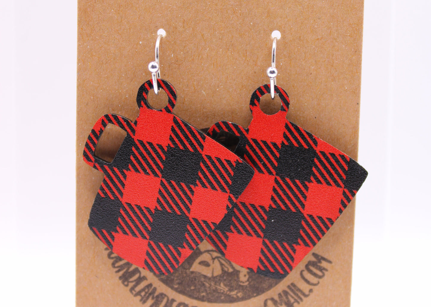 Red and black buffalo plaid Earrings