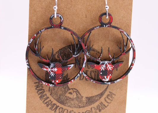 Buffalo Plaid with Snowflakes Earrings