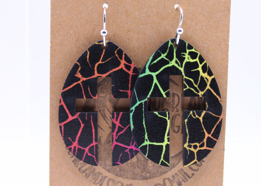 Rainbow Crackle Earrings