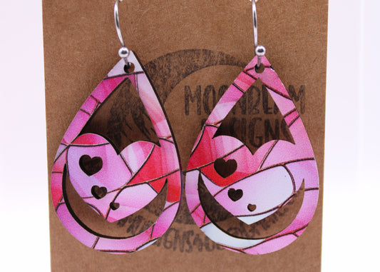 Pink Stained Glass Earrings