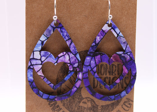Purple Stained Glass Earrings
