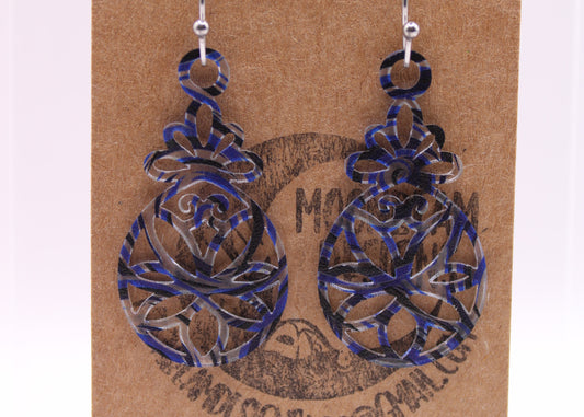 Blue & Silver Swirl  Earrings