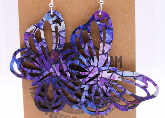 Purple and teal ink Earrings