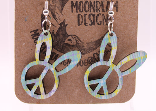 Blue Green Plaid Earrings
