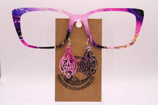 Pink & Purple Marble Topper With Earrings