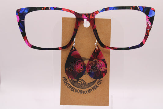 Floral stained glass Topper With Earrings