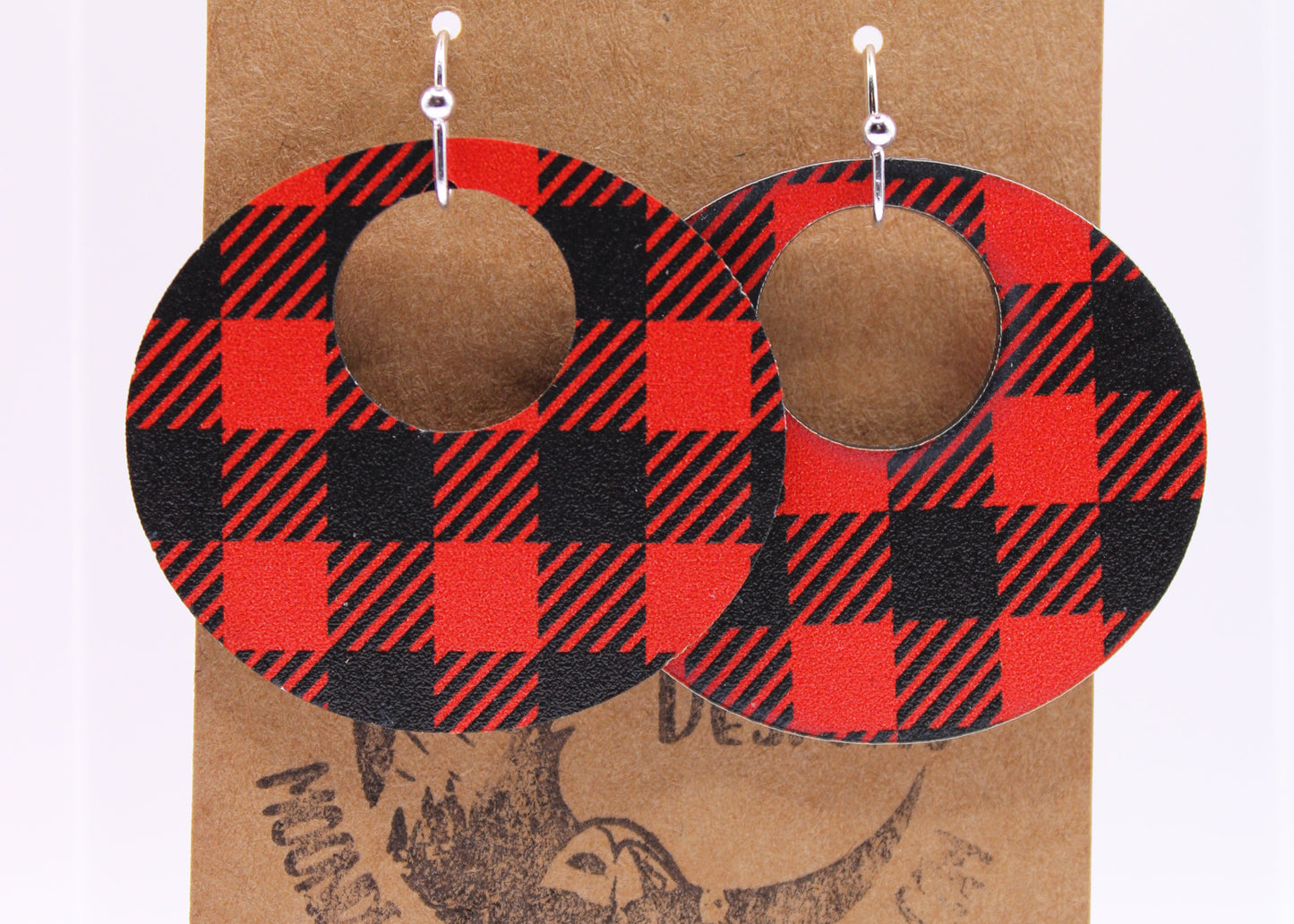 Red and black buffalo plaid Earrings