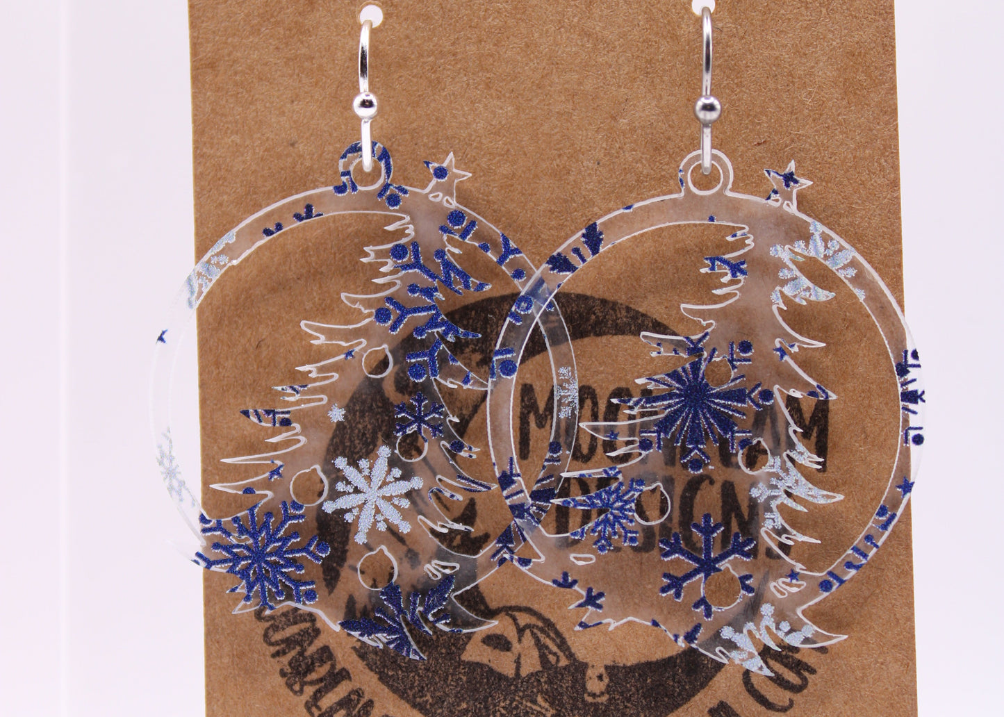 Blue & White snowflake Earrings