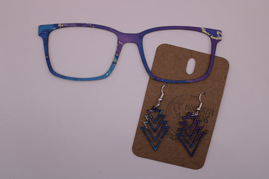 Blue and Purple Swirl With Earrings