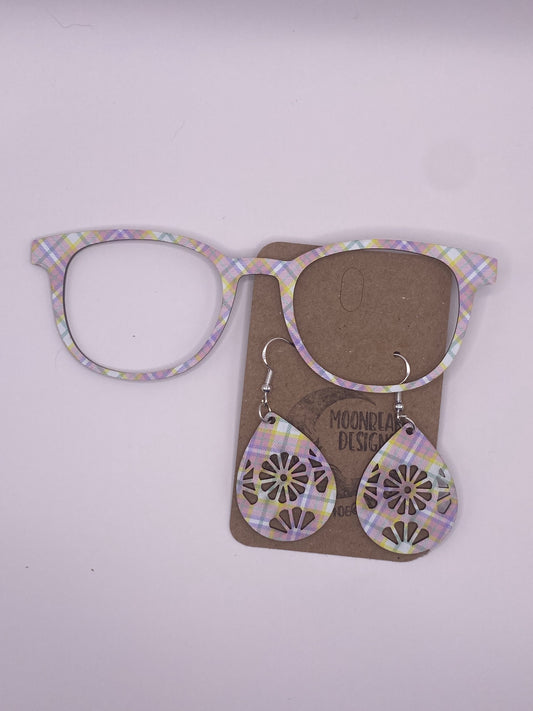 Pink Plaid Topper With Earrings