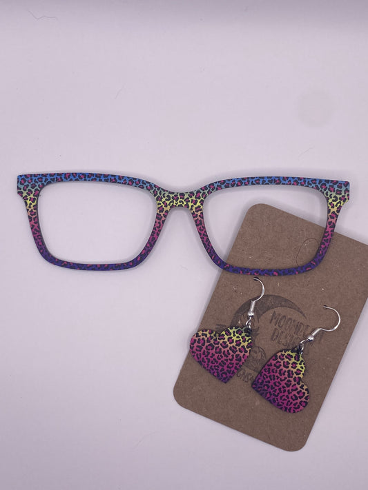 Rainbow Cheetah Topper With Earrings